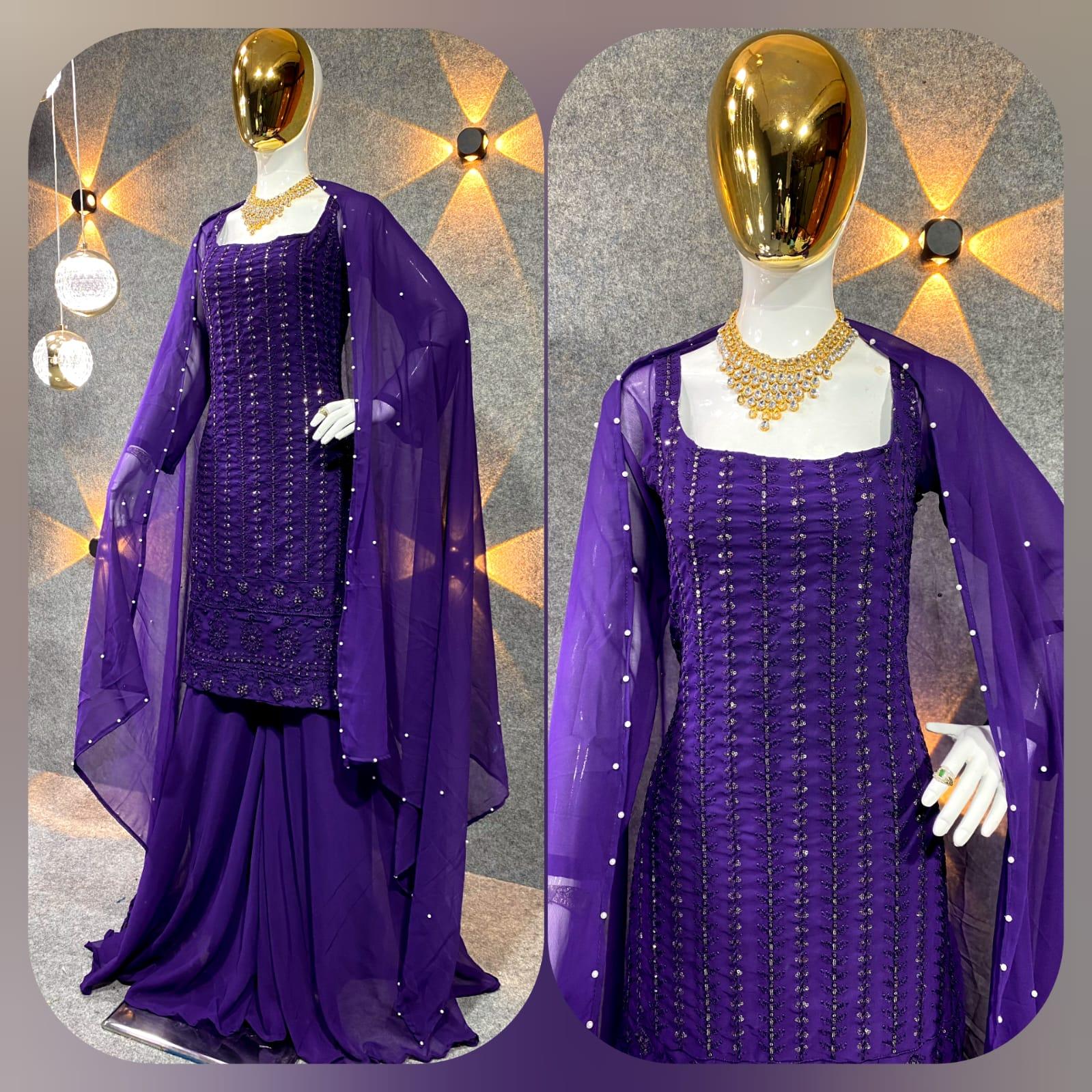 Top Layered Palazo Sequence with Embroidery Work Shaaz Boutique